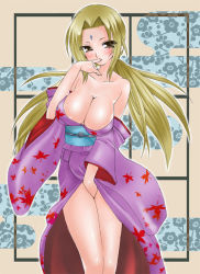 Rule 34 | 1girl, blonde hair, breasts, chikkuru, cleavage, japanese clothes, long hair, naruto, naruto (series), solo, tsunade (naruto)