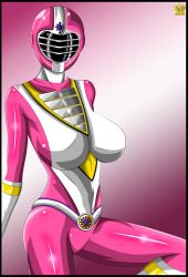 Rule 34 | breasts, chikyuu sentai fiveman, five pink, highres, large breasts, pink outfit, queen vegeta 69, super sentai