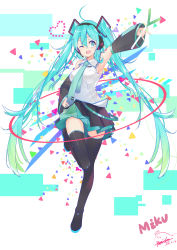 Rule 34 | 1girl, absurdres, artist name, black footwear, black skirt, blue eyes, blue hair, blue nails, blue necktie, blush, boots, breasts, character name, dated, detached sleeves, food, green hair, hatsune miku, headset, highres, holding, holding food, large breasts, long hair, looking at viewer, multicolored hair, nail polish, necktie, one eye closed, open mouth, peng yong, signature, skirt, smile, solo, spring onion, thigh boots, thighhighs, tie clip, twintails, two-tone hair, very long hair, vocaloid