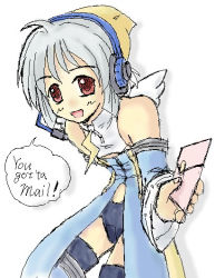 Rule 34 | 1girl, :d, bare shoulders, black thighhighs, blue footwear, blush, boots, headphones, headset, leaning forward, long sleeves, mozilla thunderbird, open mouth, os-tan, red eyes, short hair, silver hair, simple background, smile, solo, thigh boots, thighhighs, white background, wings, zettai ryouiki