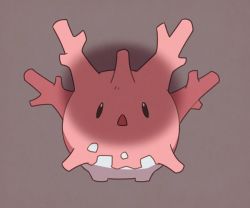 Rule 34 | black eyes, commentary, corsola, creatures (company), from above, full body, game freak, gen 2 pokemon, looking up, nintendo, no humans, open mouth, pokemon, pokemon (creature), solo, spikes, ssalbulre