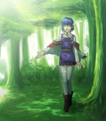 Rule 34 | blue hair, forest, nature, pointy ears, rena lanford, solo, star ocean, star ocean the second story, thighhighs