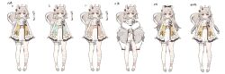 Rule 34 | 1girl, ahoge, animal ear fluff, animal ears, ankle socks, arin (fanfan013), asymmetrical legwear, bare arms, bare shoulders, black bow, black choker, blue eyes, bow, braid, bridal garter, brown hair, brown poncho, character sheet, chinese commentary, chinese text, choker, closed mouth, commentary request, double bun, dress, eyelashes, flower, footwear flower, frilled choker, frills, full body, fur-trimmed poncho, gradient hair, hair bow, hair bun, hair flower, hair ornament, highres, leg ribbon, light blush, long hair, looking at viewer, low twintails, mismatched legwear, multicolored hair, original, pom pom (clothes), pom pom hair ornament, red bow, ribbon, shoes, short dress, short hair, side braids, simple background, single sock, single thighhigh, sleeveless, sleeveless dress, smile, socks, squirrel ears, squirrel tail, standing, straight-on, tail, thighhighs, translation request, twintails, variations, white background, white bow, white dress, white flower, white footwear, white ribbon, white socks, white thighhighs