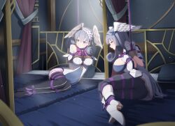 Rule 34 | 2girls, bound, captured, grey hair, head wings, melia antiqua, multiple girls, on bed, rope, wings, wo cao xiao, xenoblade chronicles: future connected, xenoblade chronicles (series), xenoblade chronicles 1, xenoblade chronicles 3