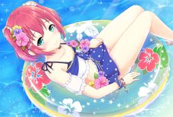 Rule 34 | 10s, 1girl, :&gt;, aqua eyes, bad id, bad pixiv id, blush, bracelet, flower, hair flower, hair ornament, innertube, jewelry, kurosawa ruby, looking at viewer, love live!, love live! school idol festival, love live! sunshine!!, red hair, short hair, short twintails, smile, solo, swim ring, theeta, twintails, two side up