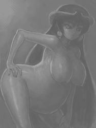 Rule 34 | 1girl, astaroth (shinrabanshou), bent over, black sclera, breasts, colored sclera, demon girl, greyscale, horns, huge breasts, looking at viewer, monochrome, nude, pregnant, shinrabanshou, solo, demon girl, tenseiani