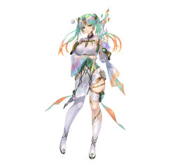 Rule 34 | 1girl, asymmetrical clothes, bandages, blue eyes, boots, breasts, closed mouth, commentary request, fire emblem, fire emblem heroes, full body, gradient clothes, gradient hair, green hair, hair ornament, heidr (fire emblem), heterochromia, highres, holding, lips, long hair, looking at viewer, medium breasts, multicolored hair, nintendo, official art, orange hair, pants, pelvic curtain, purple hair, silver trim, simple background, single boot, solo, standing, thigh strap, thighs, twintails, wand, white background, wide sleeves, yellow eyes, yoshiku (oden-usagi)