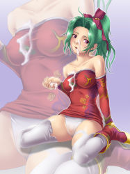 Rule 34 | 1990s (style), bare shoulders, breasts, clothes lift, cum, cum in mouth, cum on body, cum on breasts, cum on clothes, cum on upper body, detached sleeves, dress, facial, final fantasy, final fantasy vi, green hair, hair ribbon, nipples, open mouth, panties, ponytail, purple eyes, retro artstyle, ribbon, see-through, short dress, skirt, skirt lift, thighhighs, thor (deep rising), tina branford, torn clothes, underwear, zoom layer