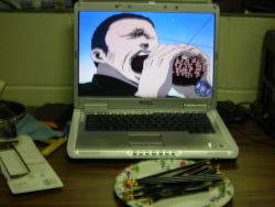 Rule 34 | 2d dating, computer, dell, eating, highres, keyboard (computer), laptop, lonely, no humans, parody, pencil, pencils, photo (medium), sakigake!! cromartie koukou, school, what, wooden pencil