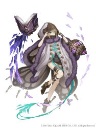 Rule 34 | 1boy, aqua eyes, aqua hair, arm wrap, birdcage, book, boots, brown hair, cage, cloak, colored inner hair, full body, fur trim, gretel (sinoalice), hansel (sinoalice), highres, hood, hood up, ji no, looking at viewer, multicolored hair, official art, sinoalice, solo, square enix, thigh strap, trap, white background