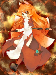 Rule 34 | 1girl, animal ears, azuki akizuki, fox ears, fox tail, original, sword, tail, weapon