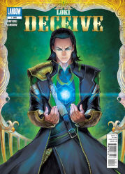 Rule 34 | 1boy, avengers (series), barcode, black hair, cover, english text, engrish text, fake cover, green eyes, lanbow2000, loki (marvel), male focus, marvel, ranguage, solo, tesseract