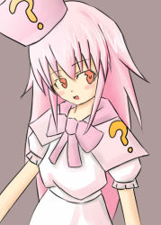 Rule 34 | 1girl, ?, benesse, hat, hatena yousei, pink hair, pink hat, solo