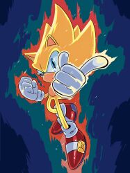 Rule 34 | 1boy, absurdres, blue eyes, clenched hand, full body, furry, furry male, gloves, highres, looking at viewer, pointing, red footwear, shoes, solo, sonic (series), sonic the hedgehog, stars kii, super sonic, two-tone footwear, white footwear, white gloves