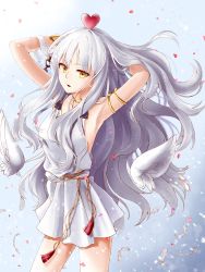 Rule 34 | absurdres, armlet, armpits, caren hortensia, caren hortensia (amor caren), caren hortensia (amor caren) (first ascension), dress, fate/grand order, fate (series), highres, long hair, sleeveless, white dress, white hair, yellow eyes