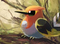 animal_focus bird black_eyes branch bright_pupils closed_mouth commentary_request creatures_(company) fletchinder game_freak gen_6_pokemon highres ka-neito nintendo no_humans pokemon pokemon_(creature) solo white_pupils