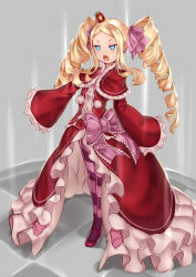 Rule 34 | 10s, 1girl, beatrice (re:zero), blonde hair, blue eyes, bug, butterfly, butterfly-shaped pupils, capelet, crown, dress, drill hair, frilled dress, frilled sleeves, frills, full body, fur trim, hair ribbon, highres, insect, long hair, long sleeves, mini crown, open mouth, pak ce, pantyhose, pom pom (clothes), re:zero kara hajimeru isekai seikatsu, ribbon, sleeves past wrists, solo, standing, striped clothes, striped pantyhose, symbol-shaped pupils, twin drills, twintails