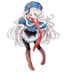 Rule 34 | 1girl, blue capelet, blue jacket, boots, brown footwear, capelet, full body, fur hat, fur trim, girls&#039; frontline, gun, handgun, hat, hat ornament, hippos, holding, holding gun, holding weapon, jacket, knee boots, long hair, looking at viewer, makarov (girls&#039; frontline), makarov pm, official art, pantyhose, playing with own hair, pleated skirt, red eyes, red scarf, scarf, simple background, skirt, solo, standing, star (symbol), star hat ornament, transparent background, trigger discipline, ushanka, very long hair, weapon, white hair, white skirt
