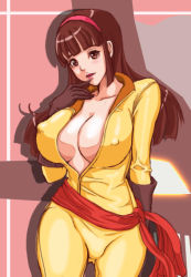 Rule 34 | bodysuit, breasts, brown hair, center opening, cleavage, covered erect nipples, gloves, large breasts, mazinger (series), mazinger z, pilot suit, skin tight, toei animation, yumi sayaka