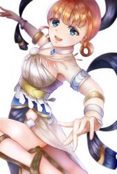 Rule 34 | 1girl, alternate costume, annette fantine dominic, blue eyes, blush, bracelet, dancer, dancer (fire emblem: three houses), fire emblem, fire emblem: three houses, gladiator sandals, highres, jewelry, necklace, nintendo, open mouth, orange hair, sandals, solo, teeth, twintails, vanialunch, white background