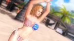 Rule 34 | 1girl, 3d, american flag bikini, animated, sound, beach, bikini, blonde hair, bouncing breasts, breasts, dancing, dead or alive, dead or alive 5, finger gun, flag print, highres, kneeling, nail polish, nipples, outdoors, solo, swimsuit, tina armstrong, topfreedom, topless, transformation, video, video