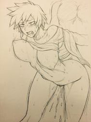 Rule 34 | 10s, 1boy, 1girl, ahegao, arm grab, bakugou mitsuki, bang-you, bent over, blush, boku no hero academia, bottomless, bouncing breasts, breasts, cum, cum in pussy, curvy, fucked silly, hetero, highres, large breasts, mature female, monochrome, navel, pubic hair, puffy nipples, sex, short hair, sketch, solo focus, standing, sweat, tagme, tears, tomboy, vaginal, very short hair