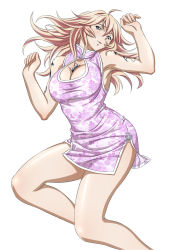 Rule 34 | 1girl, bare legs, breasts, china dress, chinese clothes, cleavage, cleavage cutout, clothing cutout, dress, female focus, ikkitousen, large breasts, long hair, shibai chuutatsu, short dress, simple background, sleeveless, sleeveless dress, solo, tattoo, white background