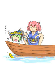 Rule 34 | boat, chibi, dropped object, holding, kieeyo, onozuka komachi, river, rod of remorse, shiki eiki, touhou, water, watercraft
