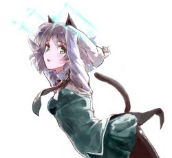 Rule 34 | 1girl, animal ears, arms behind head, black pantyhose, black skirt, cat ears, cat tail, chikuwa (tks), green eyes, grey hair, hirschgeweih antennas, image sample, long sleeves, miniskirt, necktie, open mouth, pantyhose, pixiv sample, sanya v. litvyak, short hair, simple background, skirt, solo, strike witches, tail, white background, world witches series