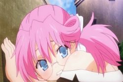 Rule 34 | against wall, animated, animated gif, blush, clothed sex, glasses, moaning, pink hair, rance (series), rance 01, ribbon, sex, sill plain