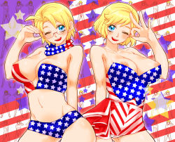 Rule 34 | 2girls, america (hetalia), american flag swimsuit, axis powers hetalia, breasts, gender request, genderswap, multiple girls, united kingdom (hetalia)