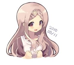Rule 34 | 1girl, blush, brown eyes, brown hair, flower, hair flower, hair ornament, hairclip, long hair, looking at viewer, normaland, open mouth, smile, solo