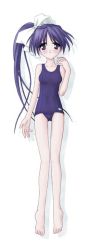 Rule 34 | 00s, itou noemi, long hair, one-piece swimsuit, purple eyes, purple hair, school swimsuit, side ponytail, solo, swimsuit, very long hair, with you