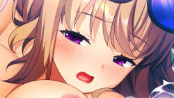 Rule 34 | 1girl, breasts, brown hair, deep one kyomu to mugen no fragment, dmm, large breasts, open mouth, purple eyes
