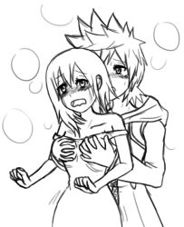 Rule 34 | 1boy, 1girl, artist request, grabbing another&#039;s breast, breasts, grabbing, hetero, highres, kingdom hearts, monochrome, namine, open mouth, roxas, square enix, tagme