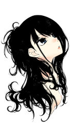 Rule 34 | 1girl, bare shoulders, black hair, blending, blue eyes, breasts, commentary request, eyelashes, from side, graphite (medium), high ponytail, idolmaster, idolmaster shiny colors, double exposure, kazano hiori, kuromasa shisei, lips, long hair, looking up, mechanical pencil, messy hair, millipen (medium), mole, mole under mouth, nipples, open mouth, pencil, ponytail, simple background, sky, small breasts, solo, star (sky), starry sky, traditional media, tsurime, upper body, wavy hair, white background