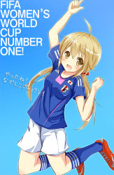 Rule 34 | 1girl, 2011 fifa women&#039;s world cup, ahoge, highres, ok-ray, soccer uniform, solo, sportswear, twintails, world cup