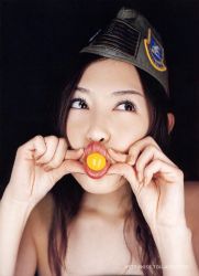 Rule 34 | 1girl, anzu sayuri, asian, ball gag, brown hair, candy, food, gag, gagged, garrison cap, hat, japanese (nationality), lipstick, looking away, looking to the side, looking up, makeup, military, photo (medium), solo