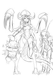Rule 34 | 2girls, breasts, cho&#039;gath, claws, food, genderswap, genderswap (mtf), greyscale, hat, kha&#039;zix, large breasts, league of legends, monochrome, multiple girls, nam (valckiry), personification, pointy ears, saliva, spikes, tail, teemo, yordle