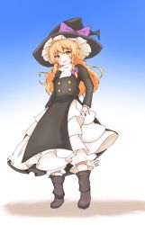 Rule 34 | 1girl, bloomers, blush, boots, coat, commentary, forbidden scrollery, from below, grin, hat, kirisame marisa, long hair, long sleeves, looking at viewer, marikichi aniki, messy hair, petticoat, smile, solo, touhou, trench coat, turtleneck, underwear, wavy hair, witch hat