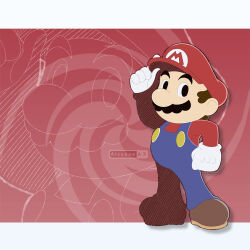 Rule 34 | 1boy, alcyoneax, brown hair, expressionless, facial hair, full body, gloves, hat, looking at viewer, mario, mario (series), mustache, nintendo, overalls, parody, solo, sonic riders, standing