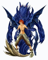 Rule 34 | 00s, 1boy, blue dragon, blue dragon ral&omega;grado, blue dragon ral omega grad, claws, dragon, horns, monster, ral (blue dragon), red eyes, red hair, short hair, weapon, wings