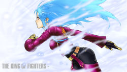 Rule 34 | 1girl, blue hair, gloves, kula diamond, purple eyes, snk, solo, the king of fighters, yan fei toketsu