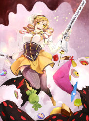 Rule 34 | 10s, 1girl, bad id, bad pixiv id, beret, blonde hair, charlotte (madoka magica), drill hair, dual wielding, gun, hat, holding, ki (vicolor), light particles, long hair, magical girl, magical musket, mahou shoujo madoka magica, mahou shoujo madoka magica (anime), puffy sleeves, rifle, thighhighs, tomoe mami, twintails, weapon, witch&#039;s labyrinth, yellow eyes