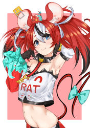 Rule 34 | 1girl, absurdres, animal ears, armpits, bine kun, cheese, collar, dice hair ornament, food, hair ornament, hakos baelz, highres, holocouncil, hololive, hololive english, jewelry, key, key necklace, mouse (animal), mouse ears, mouse girl, mouse tail, mousetrap, mr. squeaks (hakos baelz), necklace, solo, spiked collar, spikes, tail, virtual youtuber