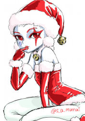 Rule 34 | 1girl, bell, bodysuit, breasts, christmas, chrono cross, collar, commentary request, facepaint, gloves, harlequin, hat, leotard, looking at viewer, red eyes, red gloves, red leotard, s-a-murai, smile, solo, harle (chrono cross)