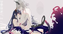 Rule 34 | 2girls, arknights, artist name, blue hair, breast sucking, ch&#039;en (arknights), chinese commentary, chinese zodiac, commentary request, completely nude, dated, dragon horns, dragon tail, grey hair, horns, incest, multiple girls, nipples, nude, red eyes, siblings, sisters, tail, talulah (arknights), viod yuhua, year of the dragon, yuri