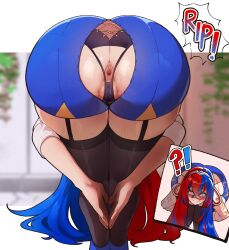Rule 34 | 1girl, alear (female) (divine attire) (fire emblem), alear (female) (fire emblem), alear (fire emblem), anus, anus only, ass, ass cutout, ass focus, backless panties, blue eyes, blue hair, blush, braid, cleft of venus, clothing cutout, crossed bangs, crown braid, fire emblem, fire emblem engage, garter straps, heterochromia, highres, huge ass, imminent anal, imminent penetration, long hair, meme, multicolored hair, nintendo, no lady on twitter can recreate this (meme), nyantcha, official alternate costume, panties, pants, partially visible vulva, red eyes, red hair, romper, shorts, sleeves rolled up, split-color hair, thick thighs, thighhighs, thighs, tiara, torn clothes, torn pants, two-tone hair, underwear, very long hair, wardrobe malfunction
