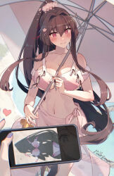 Rule 34 | 2girls, @ @, bikini, blonde hair, blue eyes, blue nails, breasts, brown eyes, brown hair, cellphone, cherry blossoms, convenient censoring, female pov, hair between eyes, hair intakes, heart, highres, himeyamato, holding, holding phone, holding umbrella, iowa (kancolle), kantai collection, large breasts, long hair, multiple girls, navel, no panties, official alternate costume, parasol, phone, pink bikini, pink sarong, ponytail, pov, red eyes, reflection, revision, sarong, see-through sarong, sidelocks, smartphone, solo focus, star-shaped pupils, star (symbol), swimsuit, symbol-shaped pupils, umbrella, very long hair, wavy mouth, yamato (kancolle), yamato kai ni (kancolle)