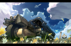Rule 34 | 00s, 1990s (style), 1boy, 1girl, aircraft, airship, bare shoulders, black pants, blonde hair, blue sky, cloud, cloud strife, day, fenrir, fenrir (vehicle), field, final fantasy, final fantasy vii, final fantasy vii advent children, flower, flower field, flying, from behind, grey shirt, highwind, huge weapon, indian style, letterboxed, male focus, motor vehicle, motorcycle, outdoors, pants, petals, plant, planted, planted sword, planted weapon, retro artstyle, robert kim, scenery, shera (vehicle), shirt, shoulder blades, sitting, sky, sleeveless, sleeveless shirt, spread legs, sword, vehicle focus, weapon